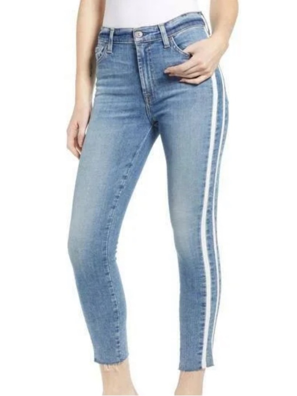 7 FOR ALL MANKIND Ankle Skinny with White Side Stripes